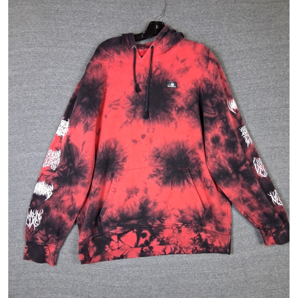 Lurking Class Men Hoodie XL Red Black Tie Dye Logo Grunge Disturbing Comfortable